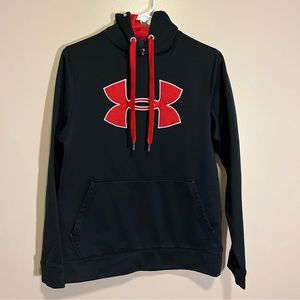 Under Armour Men's Size Small -Medium Black-Red Pullover Hoodie Sweatshirt.